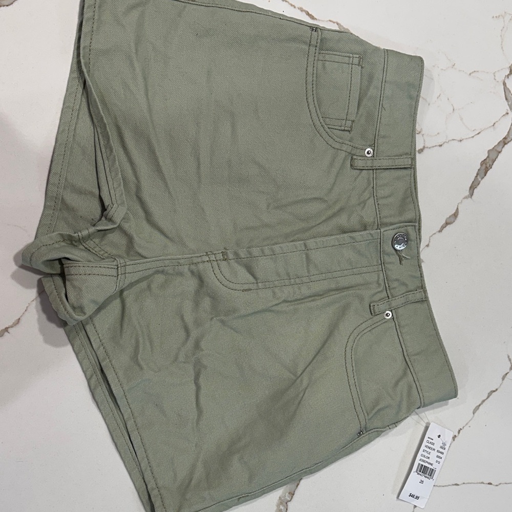 NWT PacSun Vintage High Rise Shorts Light Olive Green Size 26